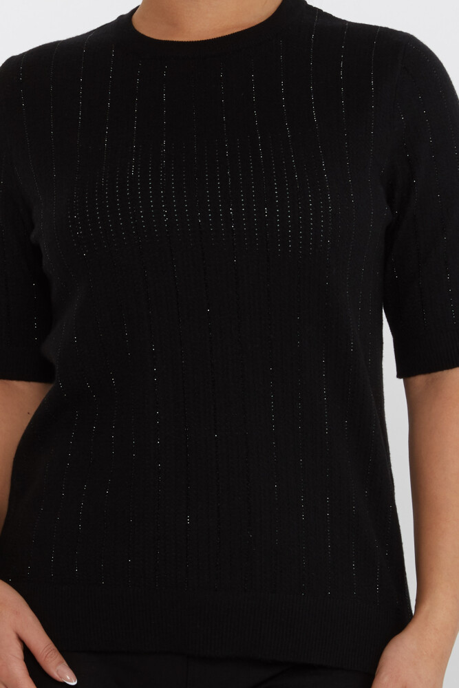 Tricoturi Pulover Maneca scurta Dunga Stone Brodat Negru - 31094 | KAZEE (Set de 3 M-L-XL) - 3