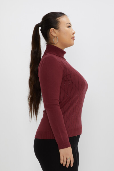 Tricoturi Pulover Stone Brodat Turtleneck Roșu Claret - 31151 | KAZEE (Set de 3 M-L-XL) - 3