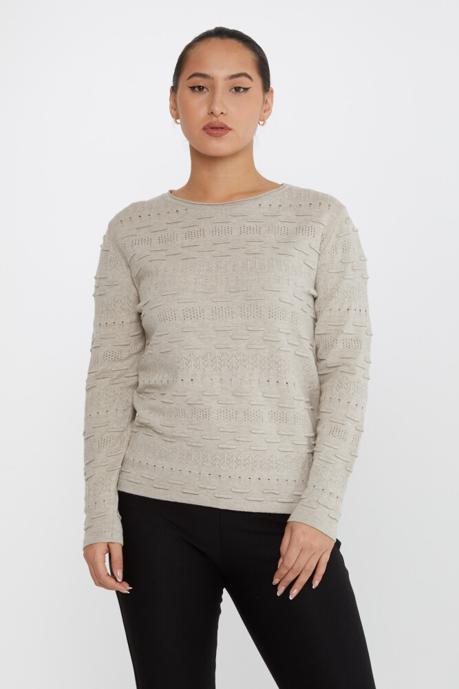 Tricotaj Pulover Cu Motiv Maneca Lunga Mink - 31627 | KAZEE (Set de 3 M-L-XL) - 2