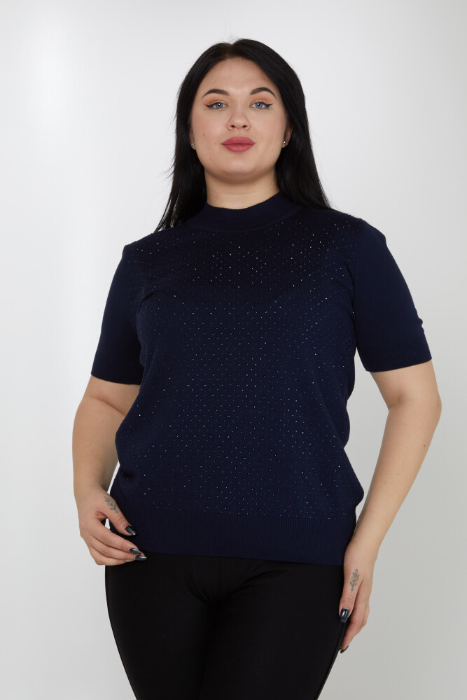Tricoturi Pulover American Model Stone Brodat Bleumarin - 31864 | KAZEE (Set de 4 L-XL-2XL-3XL) - 1