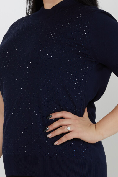 Tricoturi Pulover American Model Stone Brodat Bleumarin - 31864 | KAZEE (Set de 4 L-XL-2XL-3XL) - 3