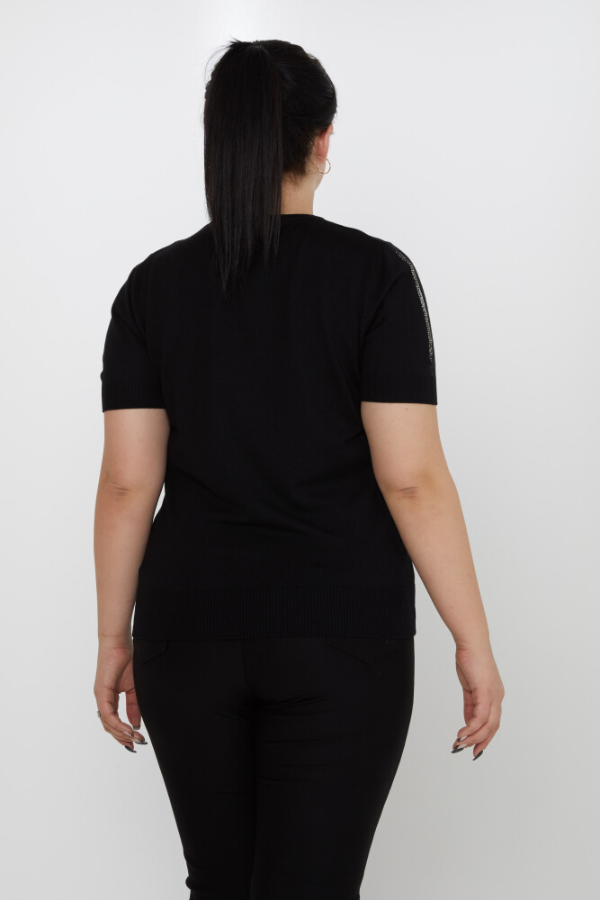 Tricotaj Pulover Stone Brodat Maneca Scurta Negru - 31773 | KAZEE (Set de 3 XL-2XL-3XL) - 5