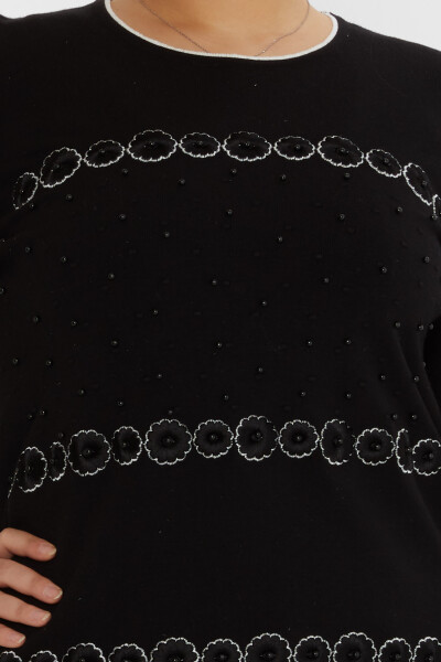 Tricotaj Pulover Perla Brodat Floare Brodat Negru - 31719 | KAZEE (Set de 3 XL-2XL-3XL) - 3