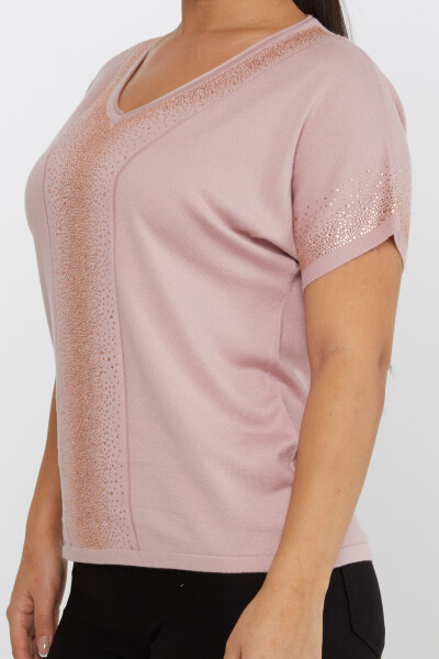 Tricotaj Pulover cu mânecă scurtă brodat cu piatră - 30761 | KAZEE (Set de 4 L-XL-2XL-3XL) - 4