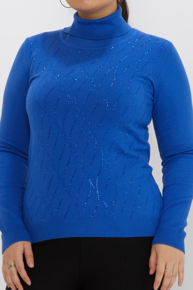 Tricoturi Pulover Stone Brodat Turtleneck Saxe - 31151 | KAZEE (Set de 3 M-L-XL) - 2