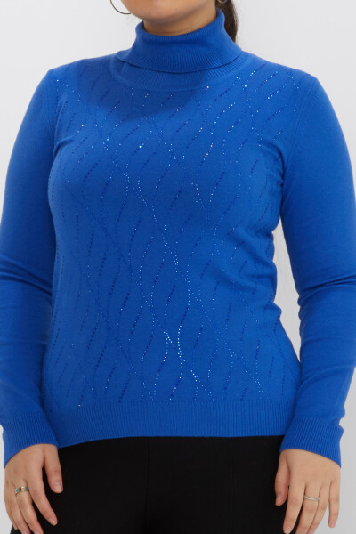 Tricoturi Pulover Stone Brodat Turtleneck Saxe - 31151 | KAZEE (Set de 3 M-L-XL) - Kazee (1)