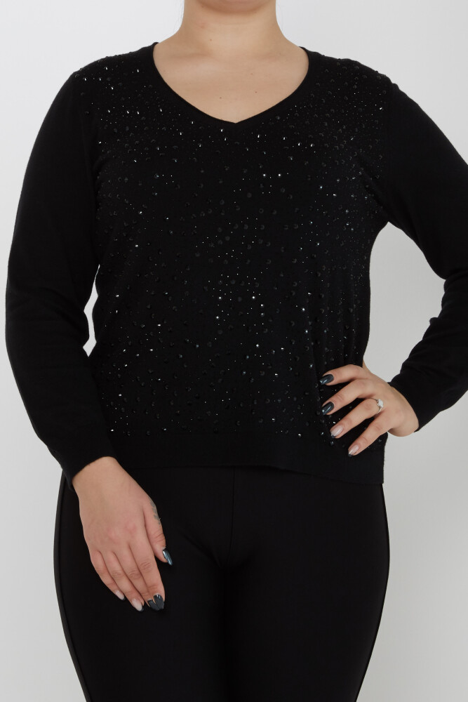 Tricoturi Pulover Crystal Stone Brodat Maneca lunga Negru - 31213 | KAZEE (Set de 3 M-L-XL) - 2
