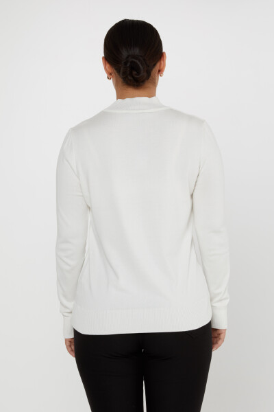 Tricoturi Pulover Logo Detaliat Basic Ecru - 16663 | KAZEE (Set de 4 L-XL-2XL-3XL) - 5