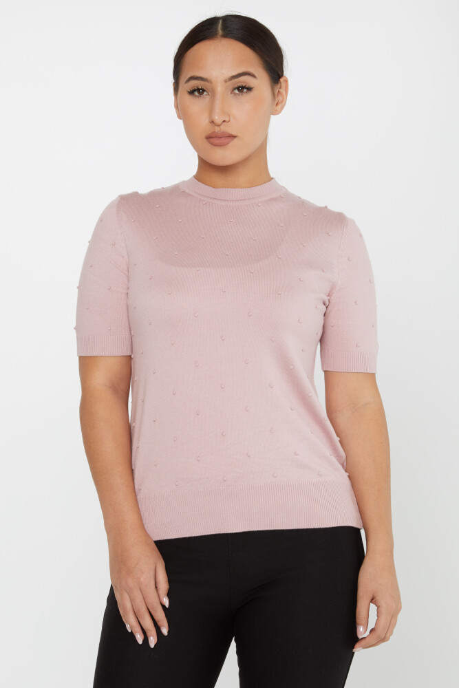 Tricotaj Pulover mânecă scurtă cu model auto pulbere - 30131 | KAZEE (Set de 4 M-L-XL-2XL) - 1