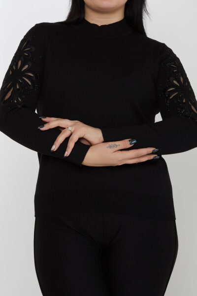 Tricotaj Pulover Mâneci Brodat Guler în picioare Negru - 31264 | KAZEE (Set de 4 M-L-XL-2XL) - 2