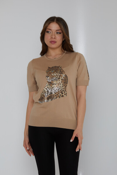 Tricoturi Pulover Tiger Stone Brodat American Model Bej - 31825 | KAZEE (Set de 3 L-XL-2XL) - 2