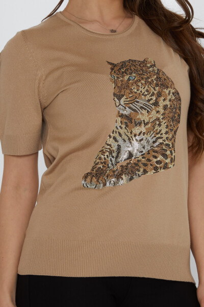 Tricoturi Pulover Tiger Stone Brodat American Model Bej - 31825 | KAZEE (Set de 3 L-XL-2XL) - 4