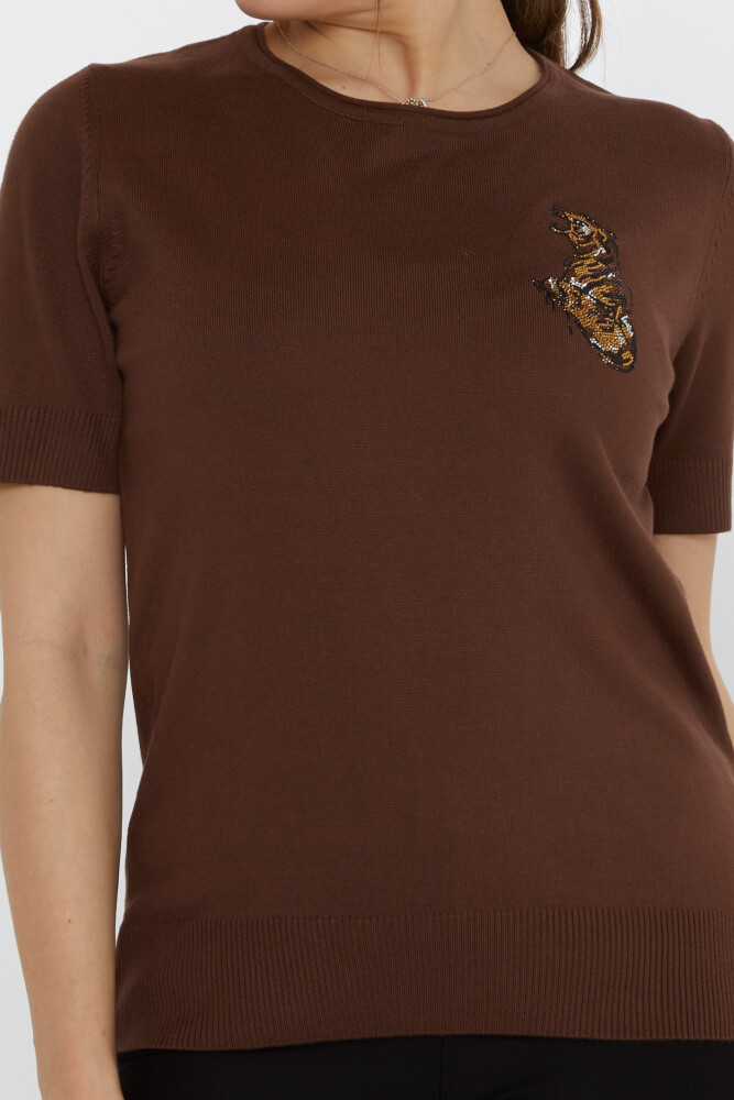 Tricoturi Pulover Tiger Stone Brodat Cafea - 31596 | KAZEE (Set de 3 M-L-XL) - 3