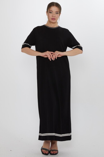 Triko Elbise Kısa Kollu Siyah - 31851 | KAZEE (2'li Set M-L) - Kazee