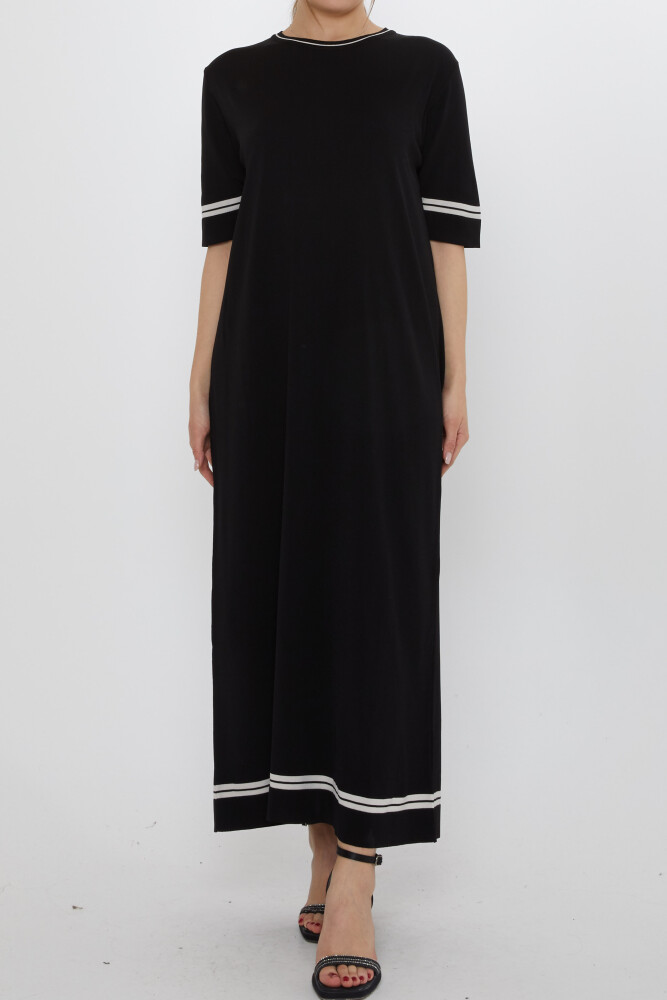 Triko Elbise Kısa Kollu Siyah - 31851 | KAZEE (2'li Set M-L) - 3