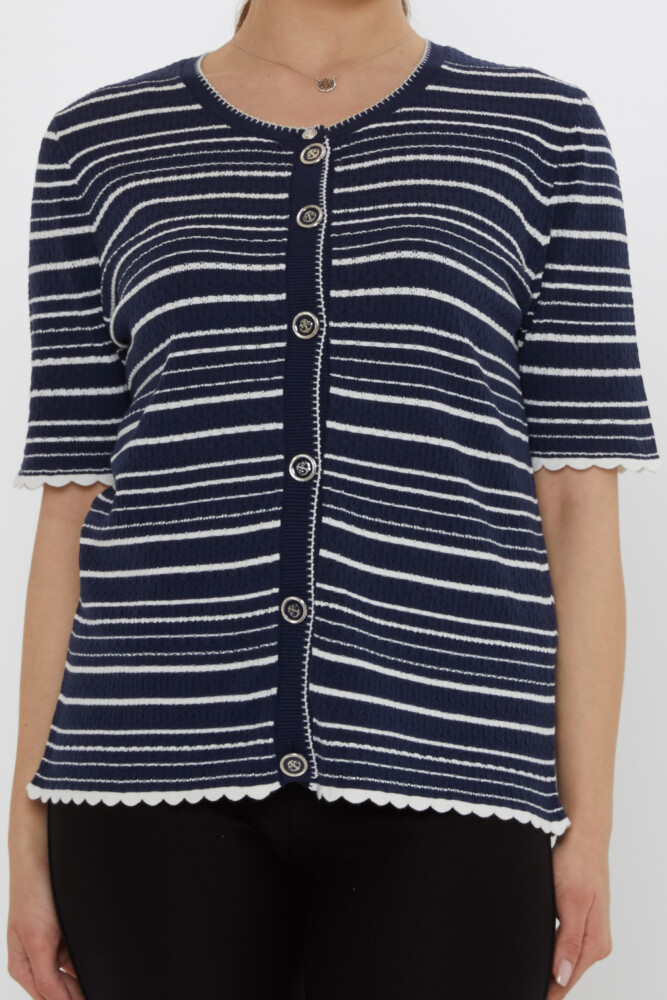 Triko Hırka Çizgi Desenli Lacivert - 31784 | KAZEE (3'lü Set S-M-L) - 3