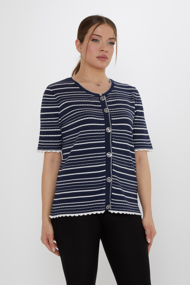 Triko Hırka Çizgi Desenli Lacivert - 31784 | KAZEE (3'lü Set S-M-L) - 2