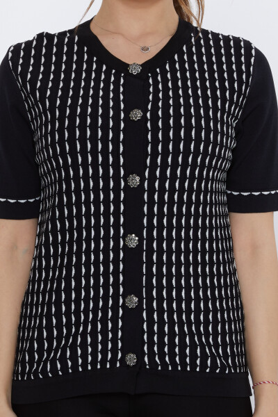 Triko Hırka Düğme Detaylı Siyah-Kemik - 31800 | KAZEE (3'lü Set S-M-L) - 3