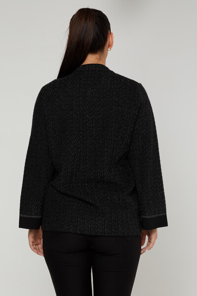 Triko Hırka Sim Geçişli Siyah - 30710 | KAZEE (4'lü Set M-L-XL-2XL) - 5