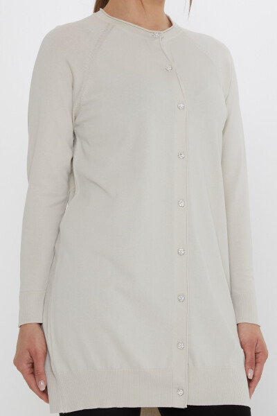 Triko Hırka Taşlı Düğmeli Açık Bej - 31846 | KAZEE (2'li Set L-XL) - 3