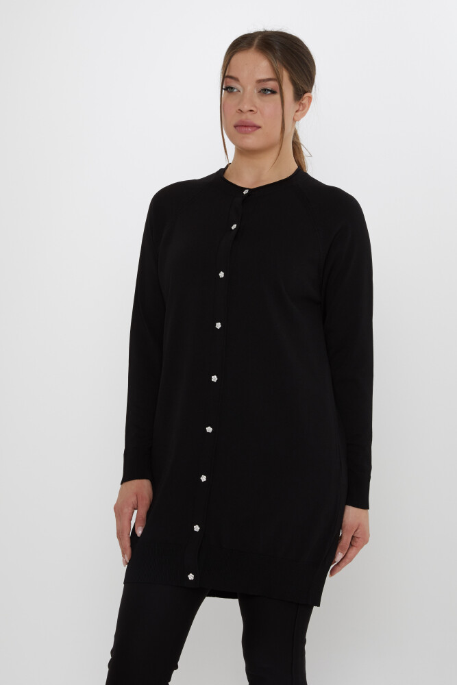 Triko Hırka Taşlı Düğmeli Siyah - 31846 | KAZEE (2'li Set L-XL) - 2