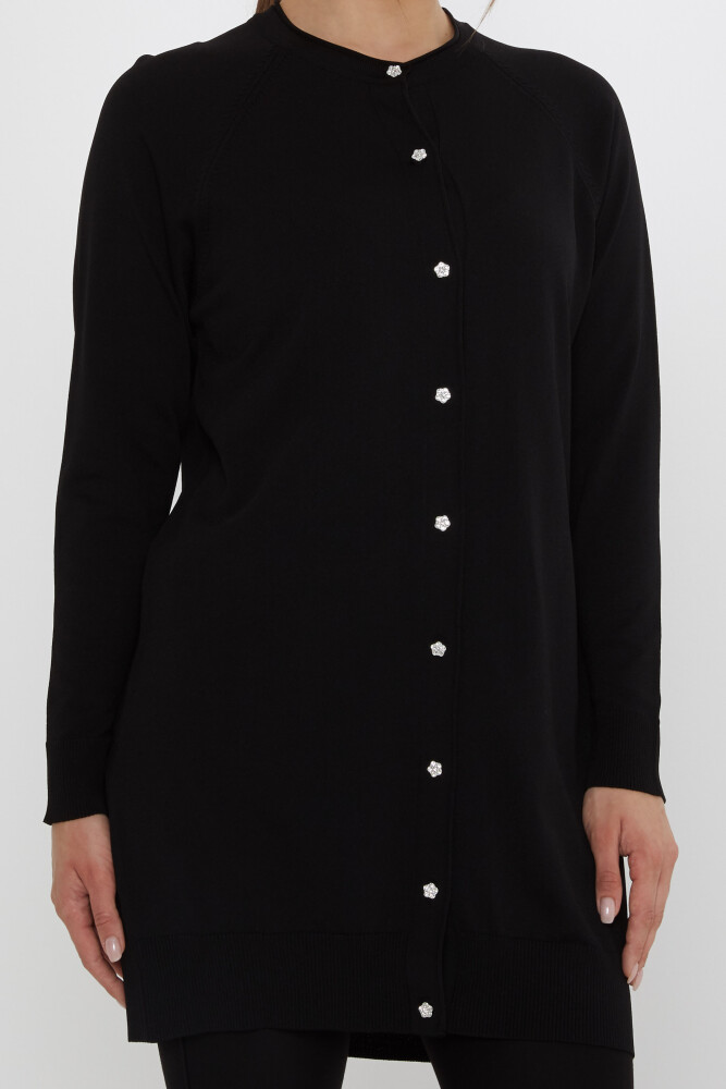 Triko Hırka Taşlı Düğmeli Siyah - 31846 | KAZEE (2'li Set L-XL) - 3
