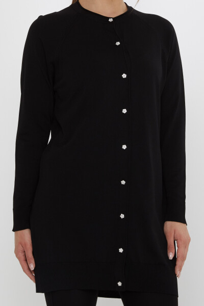 Triko Hırka Taşlı Düğmeli Siyah - 31846 | KAZEE (2'li Set L-XL) - 3