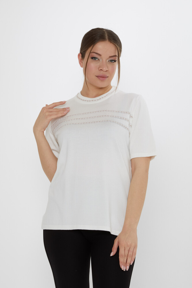 Triko Kazak Amerikan Model Ekru - 30352 | KAZEE (4'lü Set L-XL-2XL-3XL) - 2