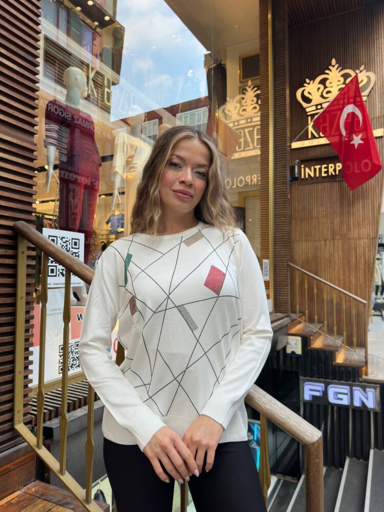 Triko Kazak Bisiklet Yaka Ekru - 31874 | KAZEE (3'lü Set XL-2XL-3XL) - 1