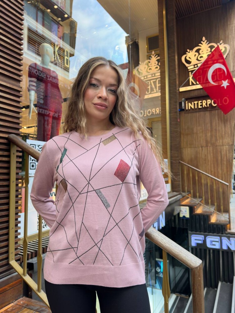 Triko Kazak Bisiklet Yaka Pudra - 31874 | KAZEE (3'lü Set XL-2XL-3XL) - 2