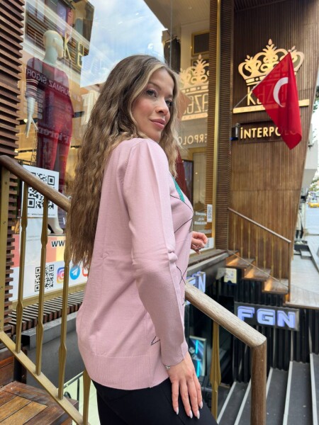 Triko Kazak Bisiklet Yaka Pudra - 31874 | KAZEE (3'lü Set XL-2XL-3XL) - 6