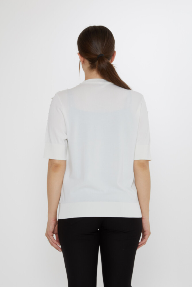 Triko Kazak Boncuk İşlemeli Ekru - 31805 | KAZEE (3'lü Set S-M-L) - 5