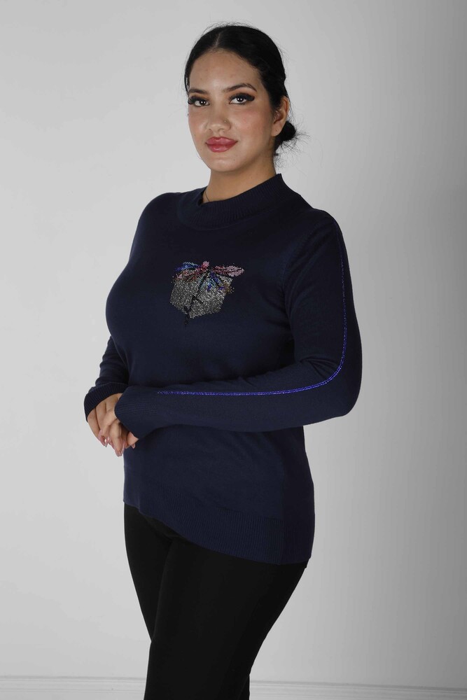 Triko Kazak Cep Taş Desenli Lacivert - 30473 | KAZEE (4'lü Set L-XL-2XL-3XL) - 1