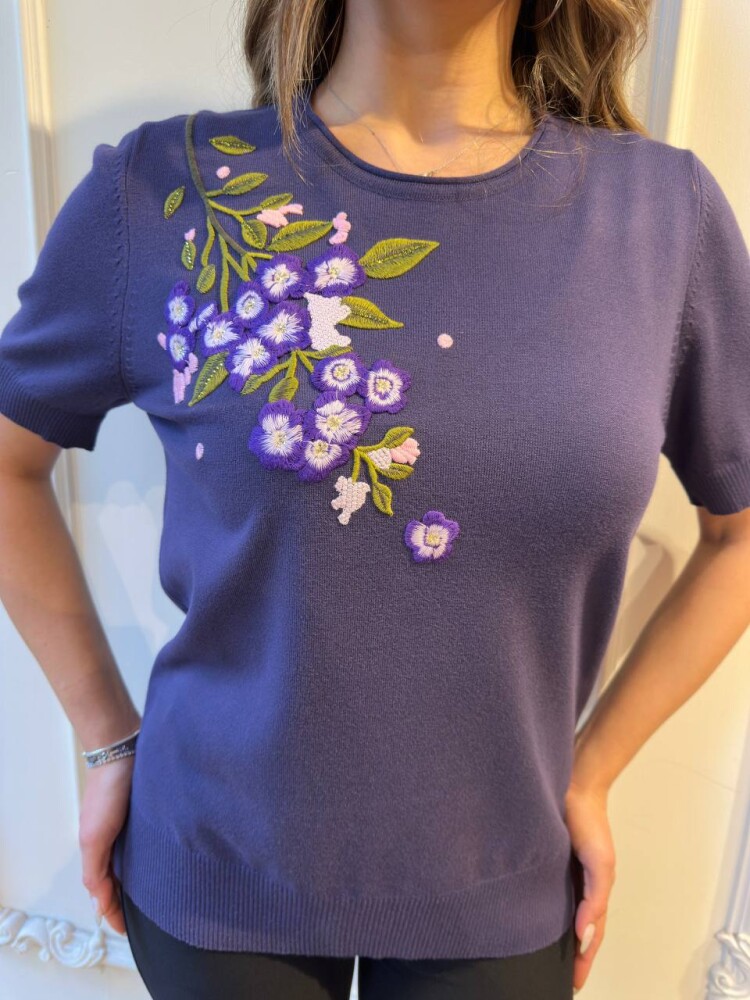 Triko Kazak Çiçek Nakışlı Lacivert - 32040 | KAZEE (3'lü Set M-L-XL) - 4