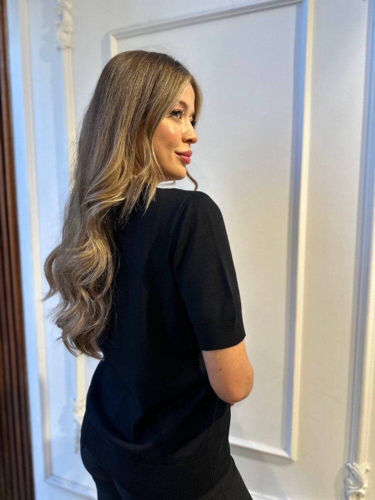 Triko Kazak Çiçek Nakışlı Siyah - 32040 | KAZEE (3'lü Set M-L-XL) - 6