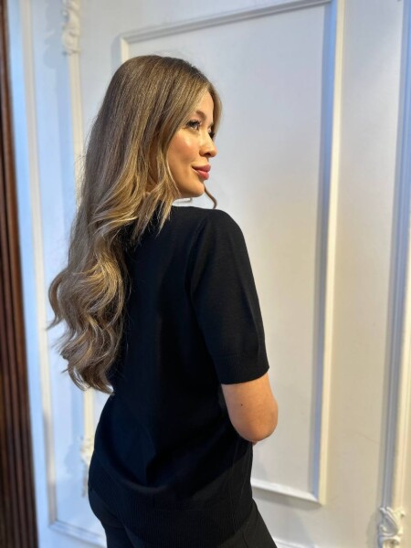 Triko Kazak Çiçek Nakışlı Siyah - 32040 | KAZEE (3'lü Set M-L-XL) - 6