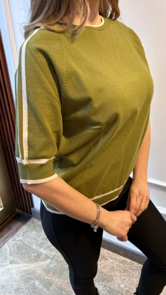 Triko Kazak Çizgi Detaylı Yeşil - 32437 | KAZEE (3'lü Set L-XL-2XL) - 3