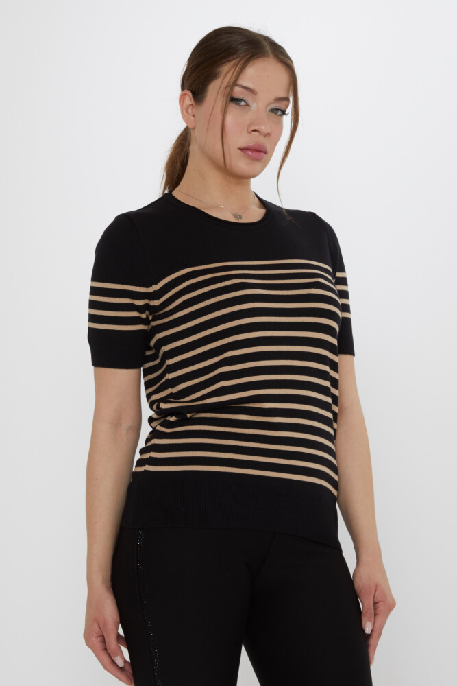 Triko Kazak Çizgili Siyah-Bej - 30396 | KAZEE (4'lü Set M-L-XL-2XL) - 2