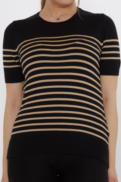 Triko Kazak Çizgili Siyah-Bej - 30396 | KAZEE (4'lü Set M-L-XL-2XL) - 3