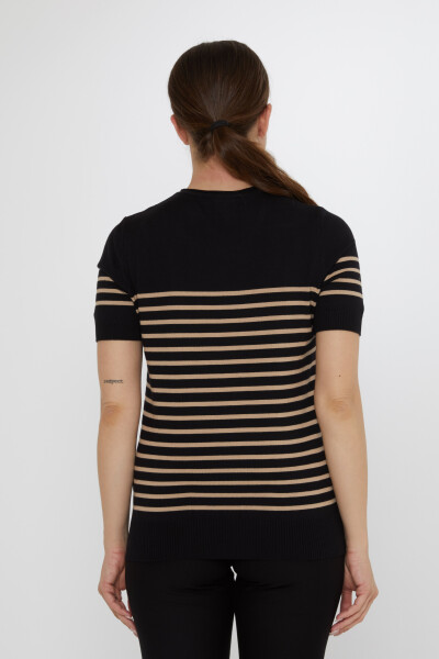 Triko Kazak Çizgili Siyah-Bej - 30396 | KAZEE (4'lü Set M-L-XL-2XL) - 5