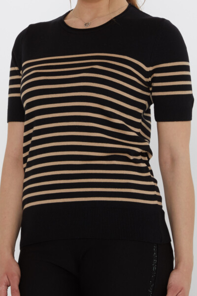 Triko Kazak Çizgili Siyah-Bej - 30396 | KAZEE (4'lü Set M-L-XL-2XL) - 4