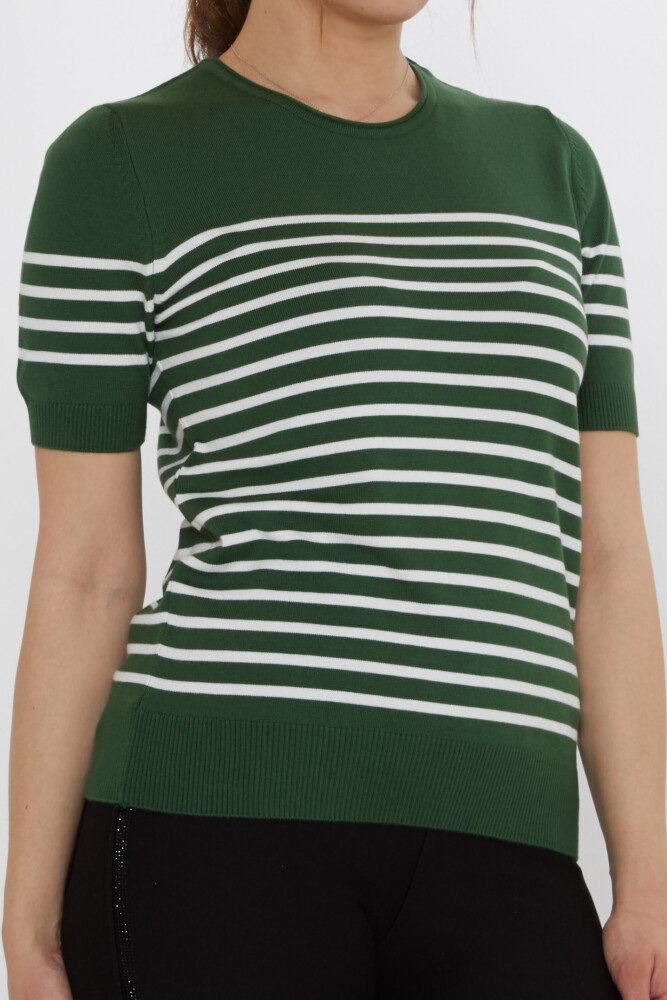 Triko Kazak Çizgili Zümrüt-Ekru - 30396 | KAZEE (4'lü Set M-L-XL-2XL) - 4