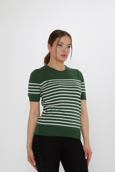 Triko Kazak Çizgili Zümrüt-Ekru - 30396 | KAZEE (4'lü Set M-L-XL-2XL) - KAZEE (1)