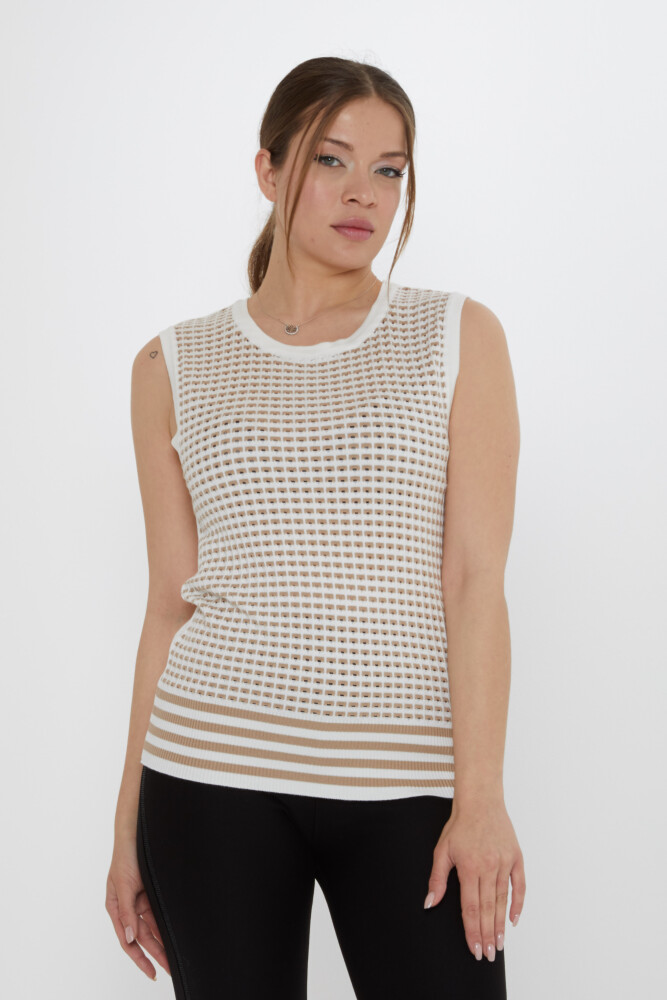 Triko Kazak Desenli Ekru-Bej - 31704 | KAZEE (3'lü Set S-M-L) - 1