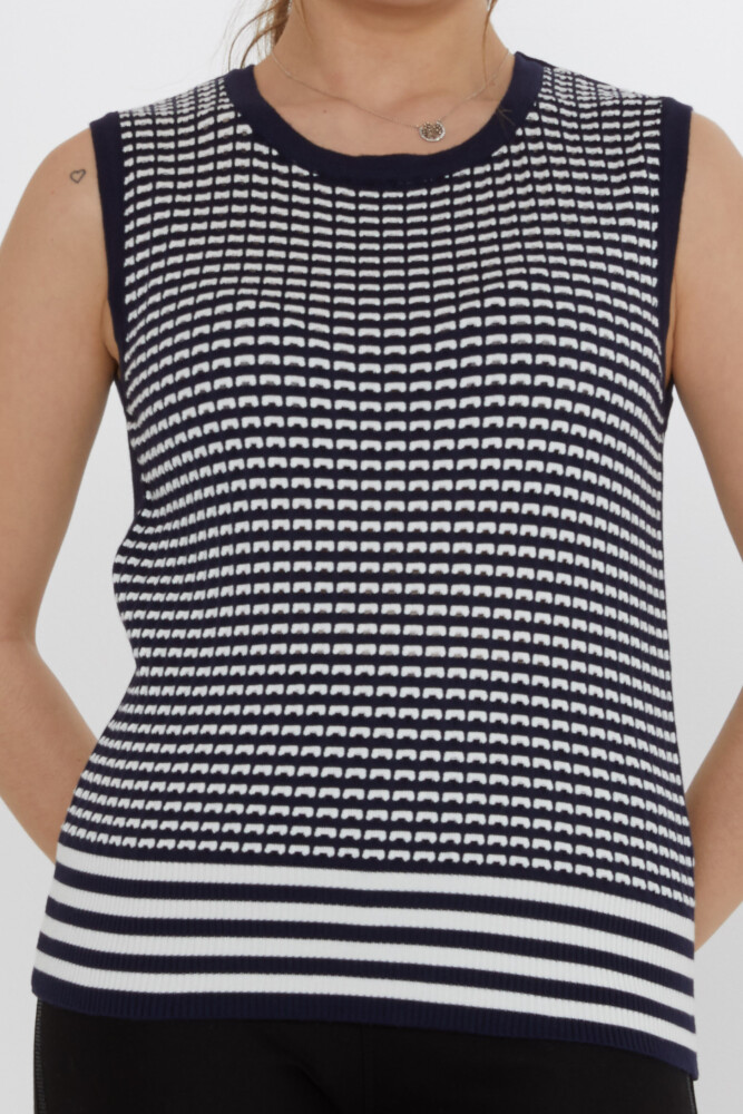 Triko Kazak Desenli Ekru-Lacivert - 31704 | KAZEE (3'lü Set S-M-L) - 3