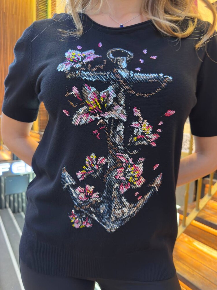 Triko Kazak Desenli Nakışlı Siyah - 31678 | KAZEE (3'lü Set M-L-XL) - 4