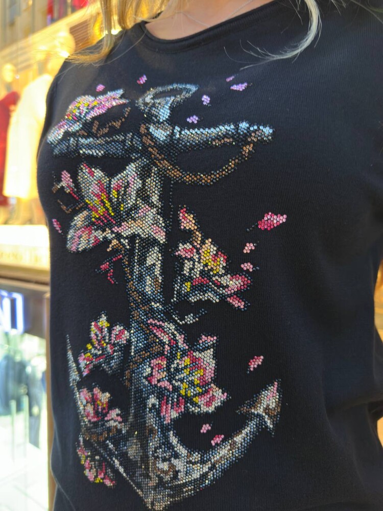 Triko Kazak Desenli Nakışlı Siyah - 31678 | KAZEE (3'lü Set M-L-XL) - 5