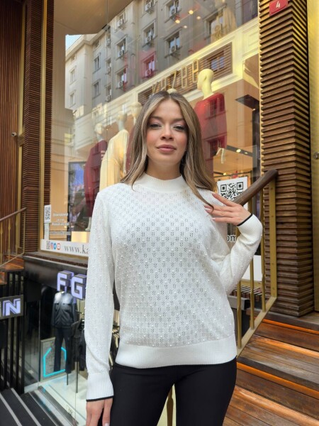 Triko Kazak Dik Yaka Ekru - 32101 | KAZEE (3'lü Set M-L-XL) - 2