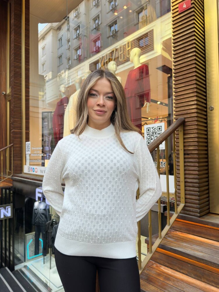 Triko Kazak Dik Yaka Ekru - 32101 | KAZEE (3'lü Set M-L-XL) - 3