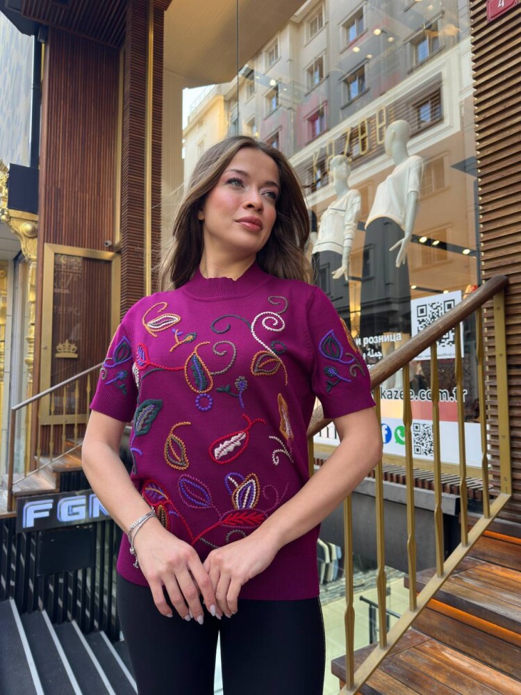 Triko Kazak Dik Yaka Fuşya - 32194 | KAZEE (3'lü Set L-XL-2XL) - 2